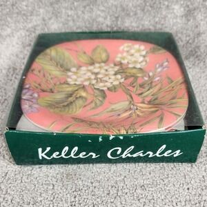 Keller Charles Hors D'oeuvre‎ Plates Melamine Pink Tropical Floral Set of 6